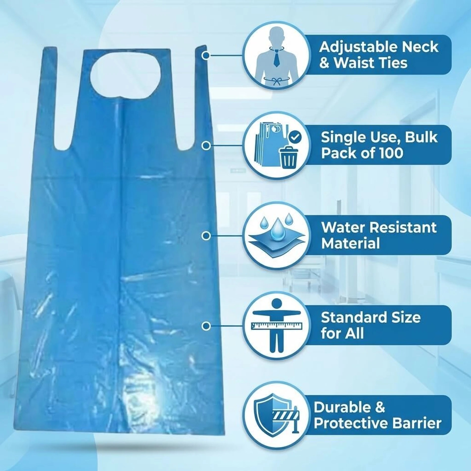 50pcs Blue Poly Disposable Aprons Supply portfolio photo